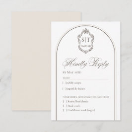 Crest Monogram Mokka och Cream Bröllop RSVP-kort OSA Kort