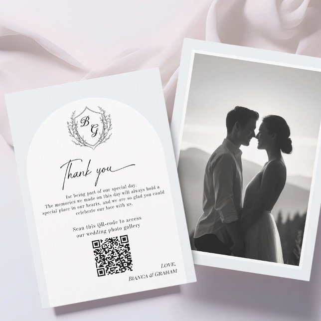 Crest Monogram wedding QR-code photo album  Tack Kort (Skapare uppladdad)