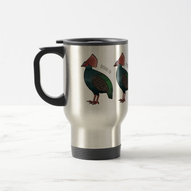 Crestad vaktel fågel tecknad illustration  resemugg (Vänster)