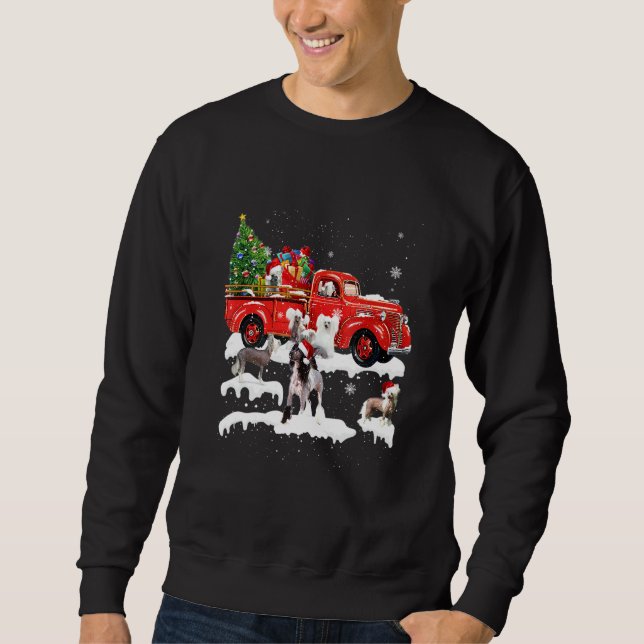 Crestation Red Lastbil Julafton Merry Kristus Lång Ärmad Tröja (Framsida)