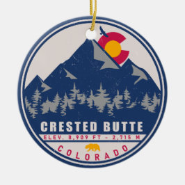 Crested Butte Colorado Retro Sunset Souvenirs Julgransprydnad Keramik
