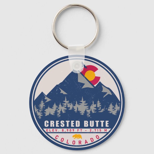 Crested Butte Colorado Retro Sunset Souvenirs Nyckelring (Framsida)