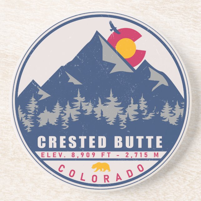 Crested Butte Colorado Retro Sunset Souvenirs Underlägg (Framsidan)