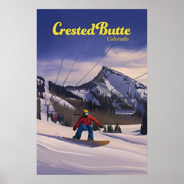 Crested Butte Colorado Snowboard Reseskylt Poster (Framsidan)