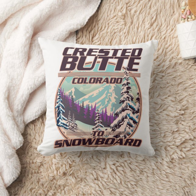 Crested Butte Colorado Snowboarding logotyp Kudde (Filt)