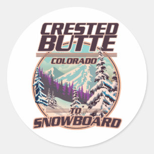 Crested Butte Colorado Snowboarding logotyp Runt Klistermärke