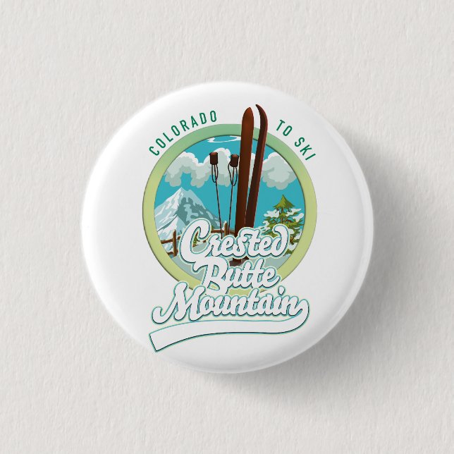 Crested Butte Mountain Colorado skid logotyp Knapp (Framsida)