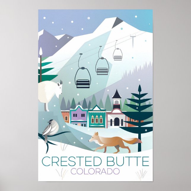 Crested Butte Vintertryck Poster (Framsidan)