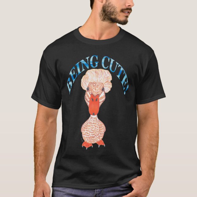 CRESTED DUCK BEING CUTE T SHIRT (Framsida)