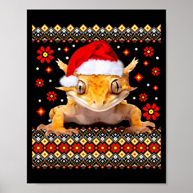 Crested Gecko Ugly Christmas Sweater  Poster (Framsidan)