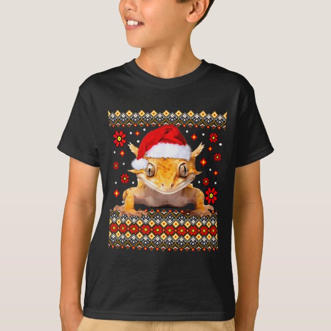 Crested Gecko Ugly Christmas Sweater  T Shirt (Framsida)