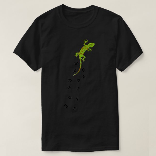 Crested Leopard Gecko Retro Graphic Lizard Tracks  T Shirt (Design framsida)
