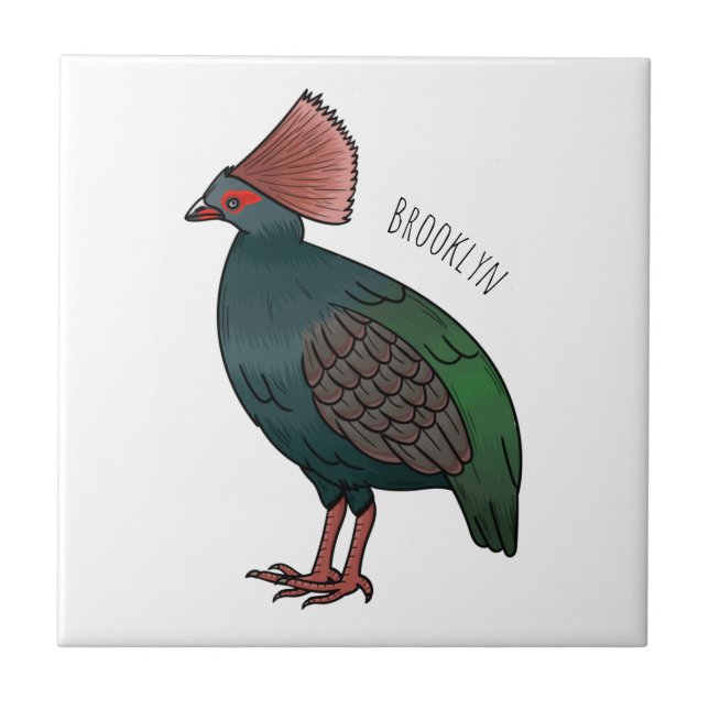 Crested partridge bird cartoon illustration  kakelplatta (Framsidan)