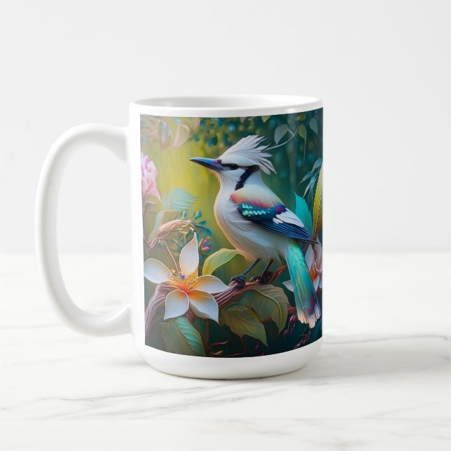 Crested Teal Winged Jay Kaffemugg (Vänster)