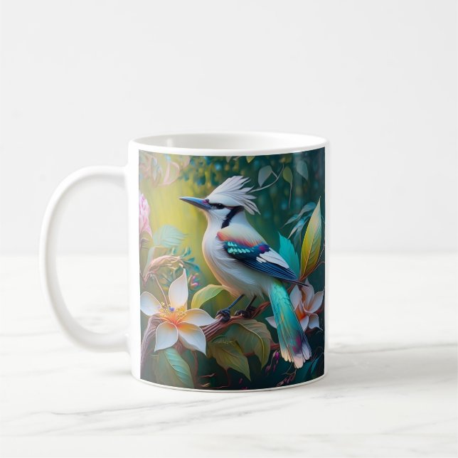 Crested Teal Winged Jay Kaffemugg (Vänster)