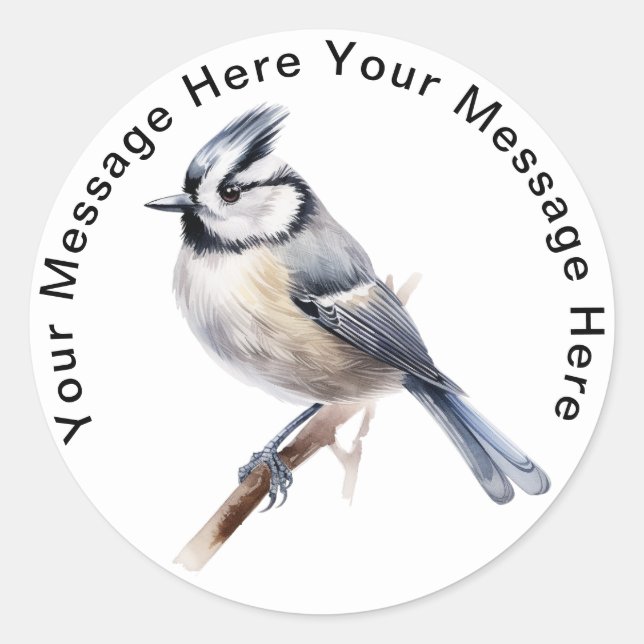 Crested Tit Runt Klistermärke (Framsida)