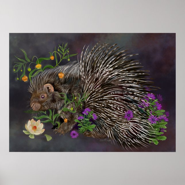 Cresterad Porcupine Bouquet Art Poster (Framsidan)