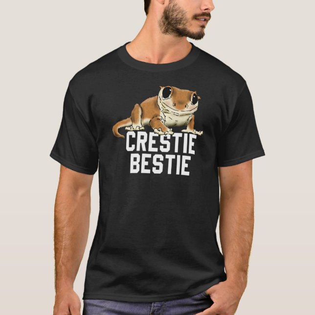 Crestie Bestie Crested Gecko Reptile Lizard Pet T Shirt (Framsida)