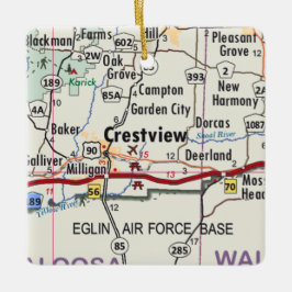 Crestview Florida Karta Julgransprydnad Keramik