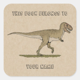Cretaceae Dinosaur Tyrannosaurus rex Bookplate Fyrkantigt Klistermärke