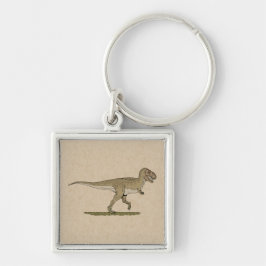 Cretaceae Dinosaur Tyrannosaurus rex Keychain Fyrkantig Silverfärgad Nyckelring