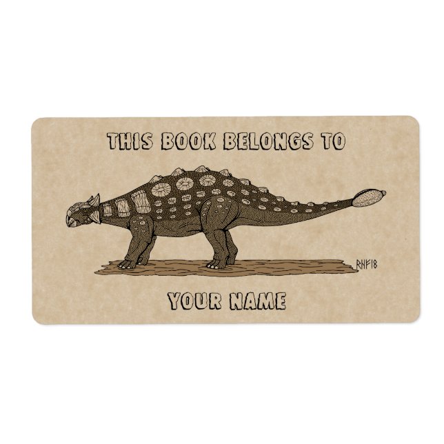 Cretacous Dinosaur Ankylosaurus Bookplate Fraktsedel (Framsidan)