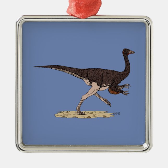 Cretacous Dinosaur Ornithomimus Julgransprydnad Metall (Framsidan)