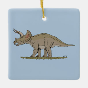 Cretacous Dinosaur Triceratops Julgransprydnad Keramik