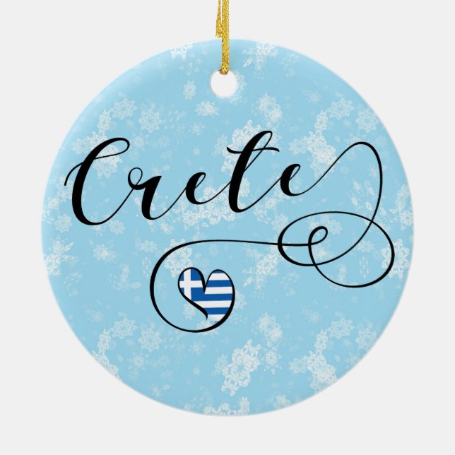 Crete Heart Flagga, Grekland, Cretan Julgransprydnad Keramik (Baksidan)