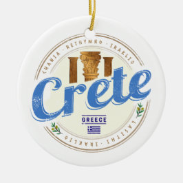 Crete Island Greece Retro Vintage Helgdag Souvenir Julgransprydnad Keramik