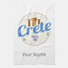 Crete Island Greece Retro Vintage Helgdag Souvenir Kökshandduk