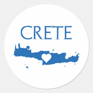 Crete Karta Blue och White Runt Klistermärke