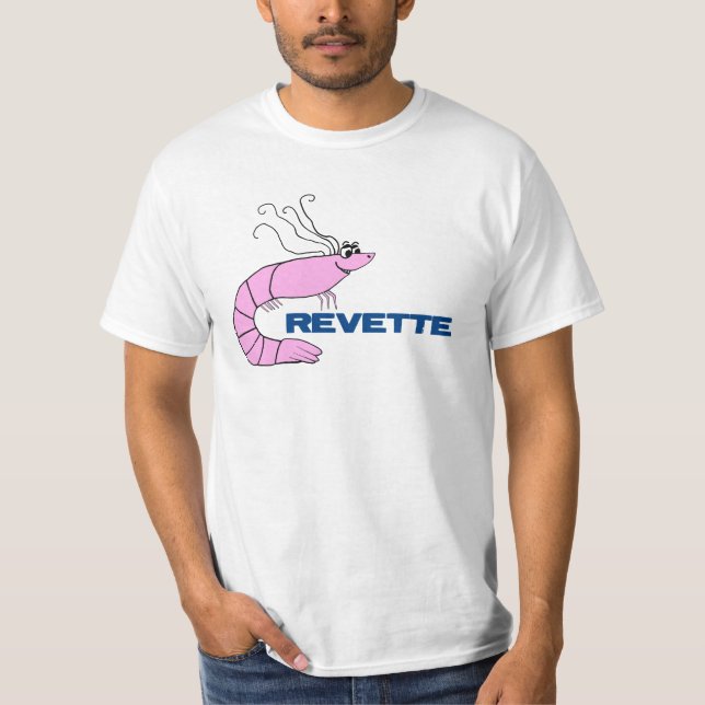 Crevette fransk gullig räkatecknad tee shirt (Framsida)