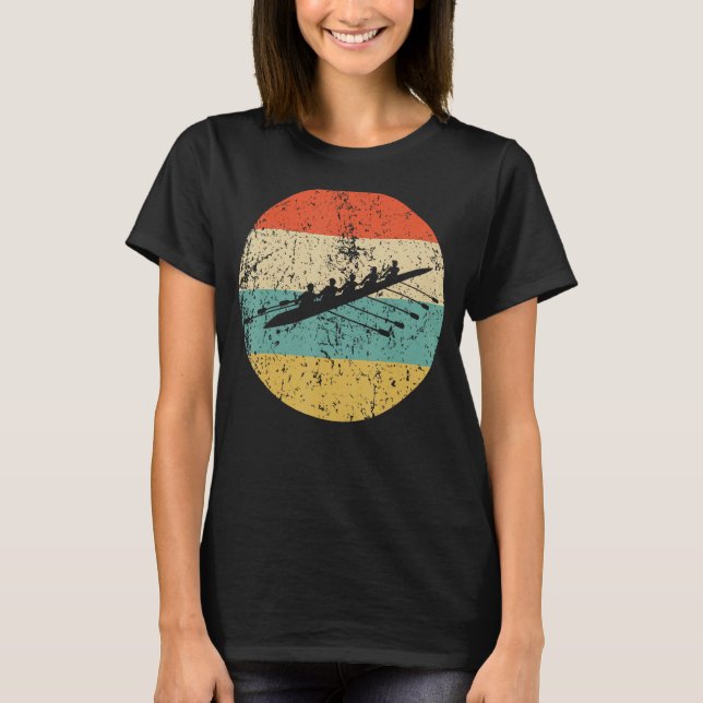 Crew Boat Rving Silhouette Retro Sports T Shirt (Framsida)