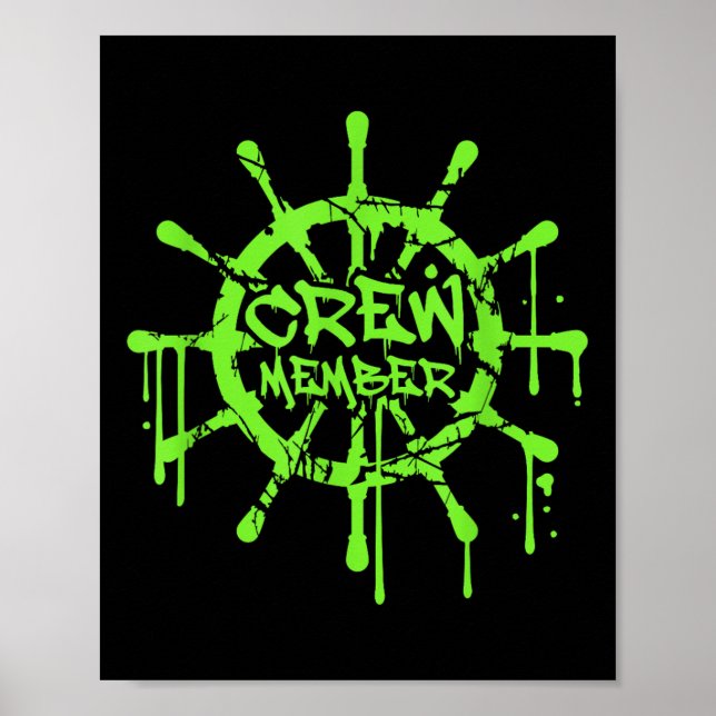 Crew Member Ship Steering Wheel Graffiti Spray Fun Poster (Framsidan)
