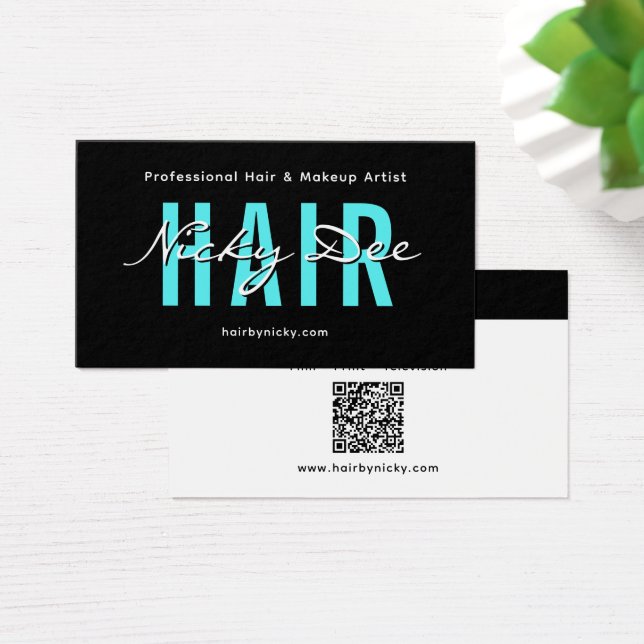 Crew Talent Block Text Businesskort | QR-kod Visitkort (Skivbord)
