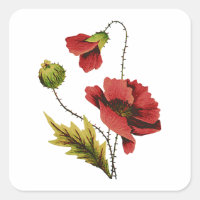 Crewel Embroidery Red Poppy