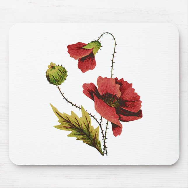 Crewel Embroidery Red Poppy Musmatta (Framsidan)