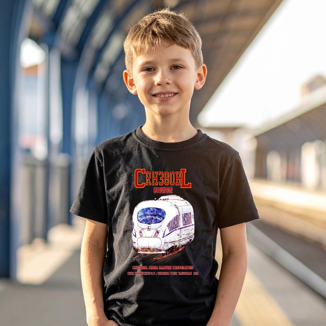 CRH380BL China Electric Tåg T Shirt (High-Speed CRH380BL China Railway Electric Train. Boy Basic T-Shirt)