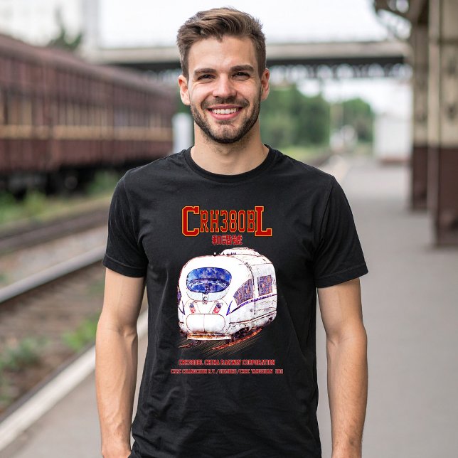 CRH380BL China Electric Tåg T Shirt (High-Speed CRH380BL China Railway Electric Train. Mens Basic T-Shirt)