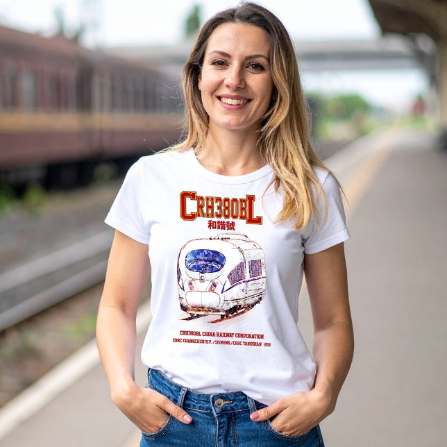 CRH380BL China Electric Tåg T Shirt (High-Speed CRH380BL China Railway Electric Train. Womens Basic T-Shirt)