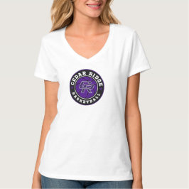 CRHS Basketball Logotyp - Dam White V-Nacke T Shirt