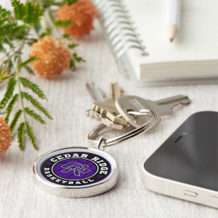 CRHS Basketball Logotyp Keychain Rund Silverfärgad Nyckelring