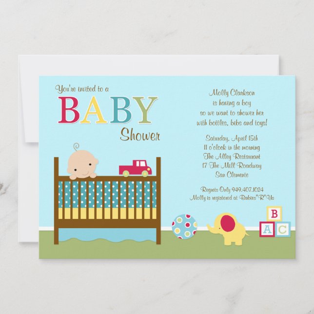 Crib Baby Shower-inbjudan Inbjudningar (Framsida)