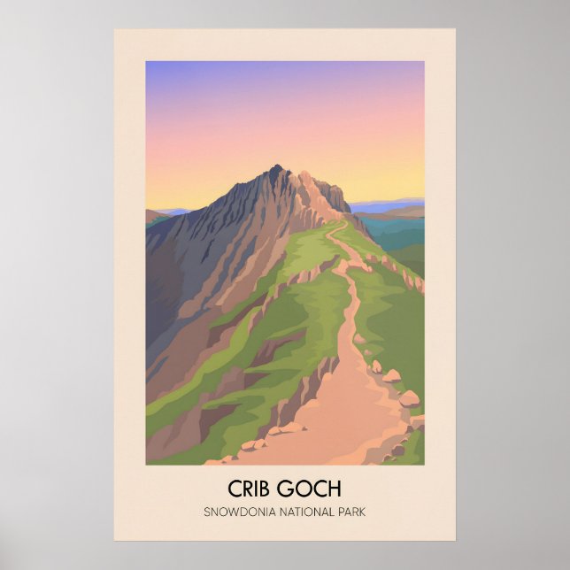 Crib Goch Snowdonia Reseskylt Poster (Framsidan)