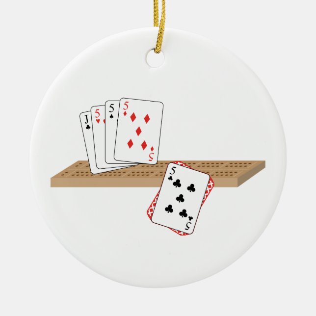 Cribbage Hand Ceramic Ornament (Framsidan)