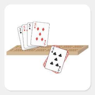 Cribbage Hand Fyrkantigt Klistermärke