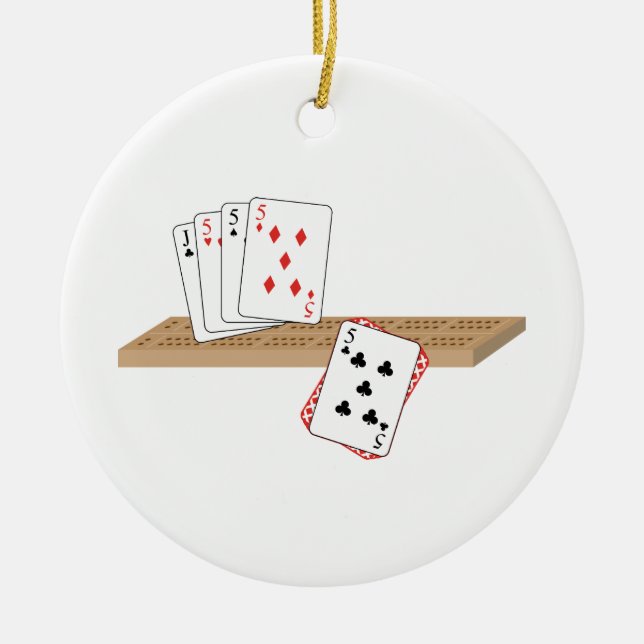 Cribbage Hand Julgransprydnad Keramik (Framsidan)