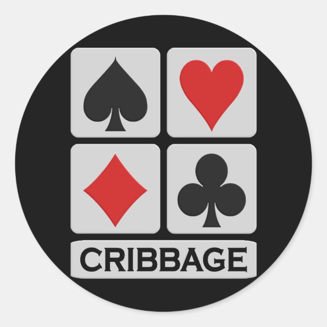 Cribbage klistermärkear runt klistermärke (Framsida)