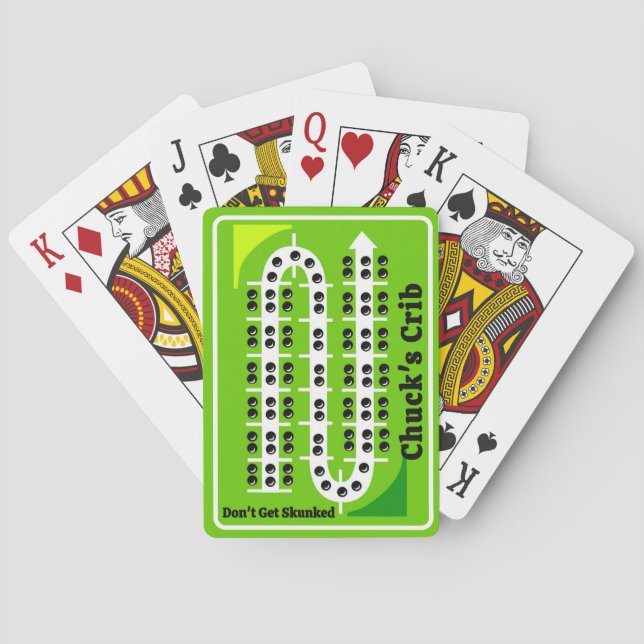 Cribbage Playing Cards Personalized Green Casinokort (Baksidan)